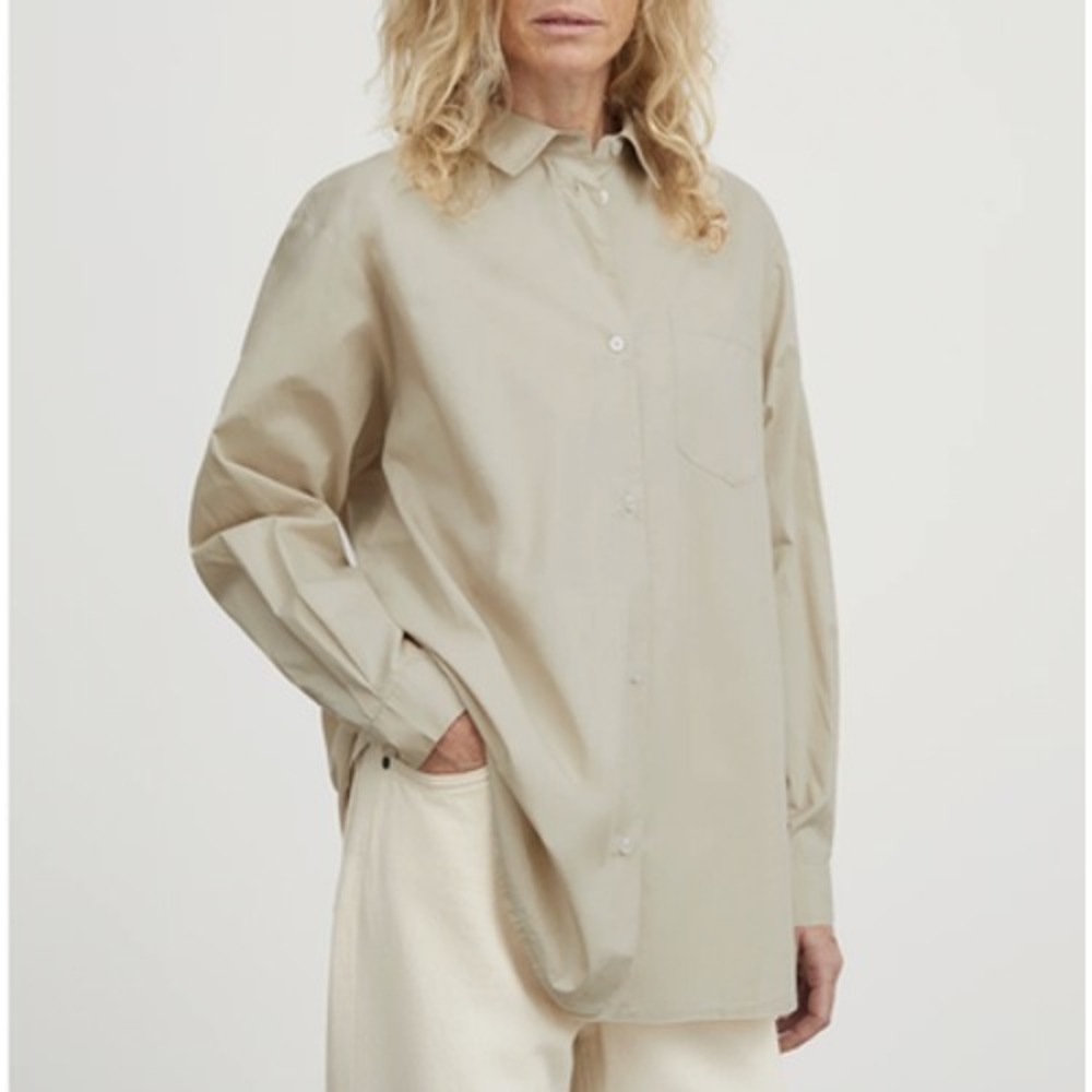 Skall Studio Shirt Womens 36 Edgar Organic Cotton Button Up Sage Green Relaxed